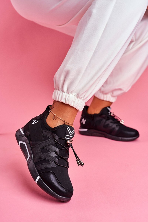 Dámske športové topánky so zipsom a zvlneným čiernym teonom