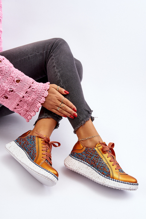 Kožené dámské sportovní boty Maciejka 06327-18 Oranžové