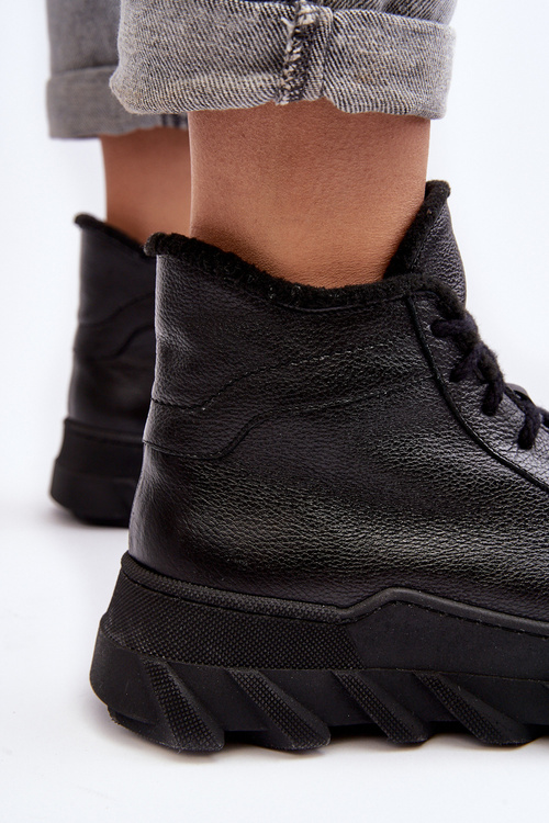 Ocieplane Kožené Boty Dámské Na Platformě Černé Lemar Jevette