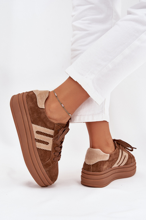 Dámske Tenisky Na Platforme Z Prírodného Semišu Camel Eldira