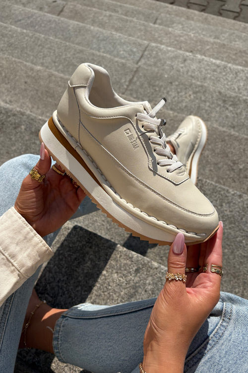 Kožené Dámske Tenisky Na Platforme Big Star RR274A334 Béžové