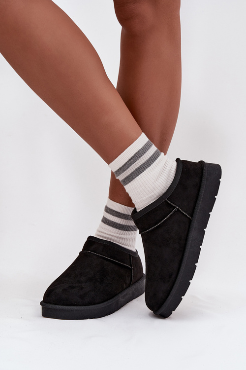 Dámske snehové čižmy s teplým kožušinom čierne Serenne