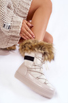 Dámske snehové topánky s kožušinovým čipkou -béžový shannon