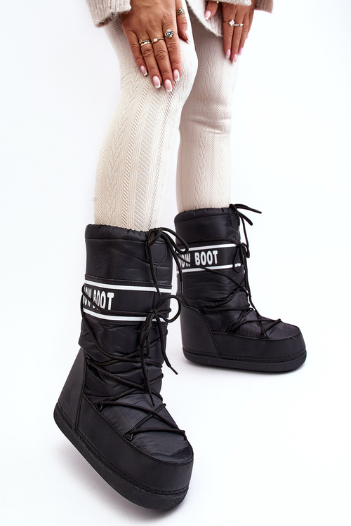 Dámske vysoké snehové topánky čierna venila