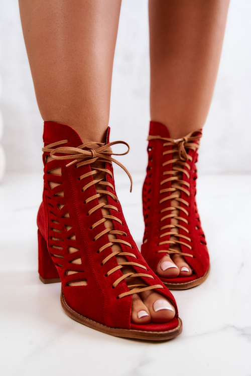 Suede Openwork Maciejka Boots Red 04040-08