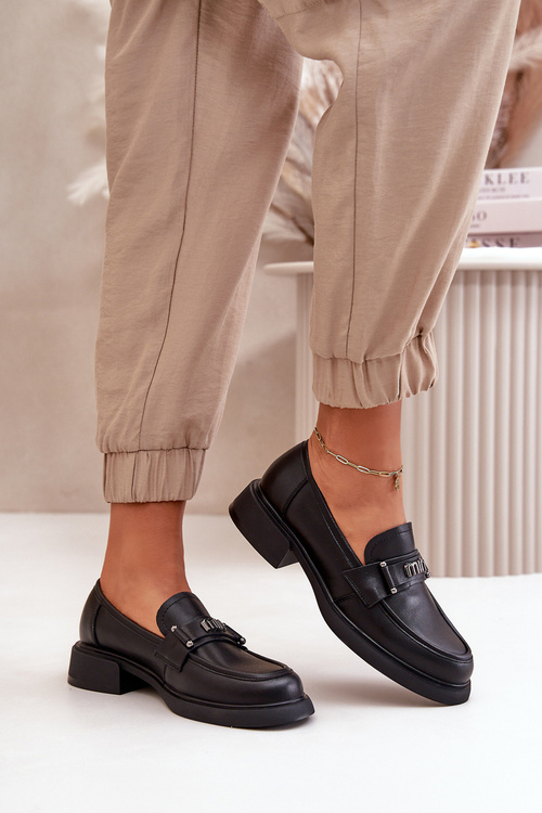 Elegantní Dámské Mokasiny Z Přírodní Kůže Černé Vinceza 91114