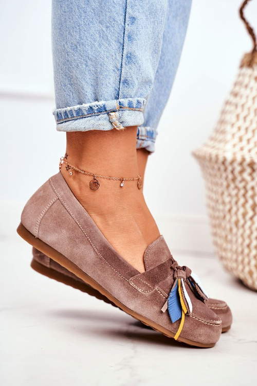 Dámske kožené mokaséry Maciejka Beige 04494-04/00-5