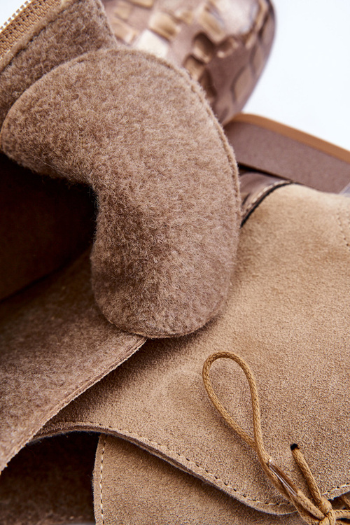 Kožené kozačky na plochém podpatku Maciejka 2878J-04 Béžová