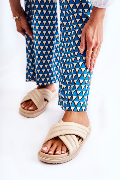 Klasické dámské kožené pantofle béžove Daron