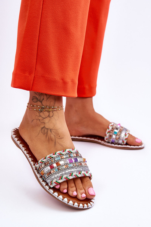 Dámske zdobené biele papuče Bellisa