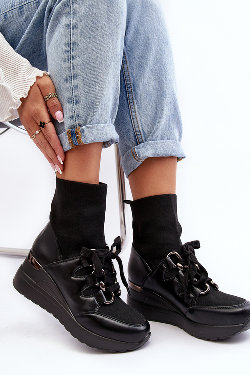 Dámske vysoké topánky s čiernymi ponožkami Helladina