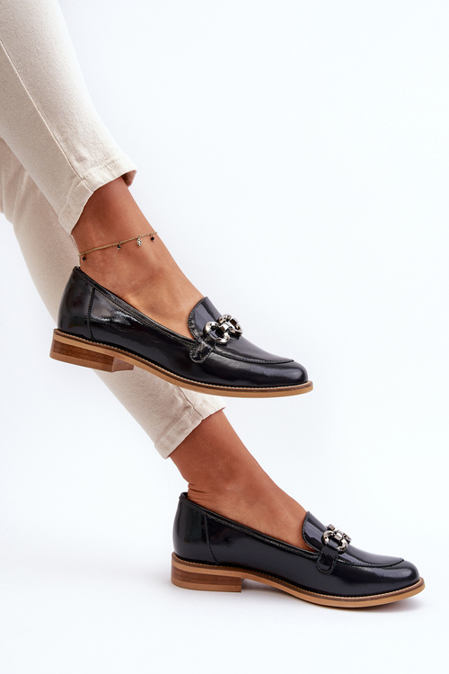 Kožené dámské lakované mokasíny Laura Messi 2760 modré