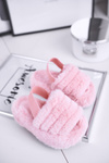 Dětské nazouváky s kožešinou růžové Fluffy