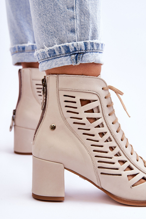 Maciejka Openwork Kožené topánky 05508-22 Svetelná béža
