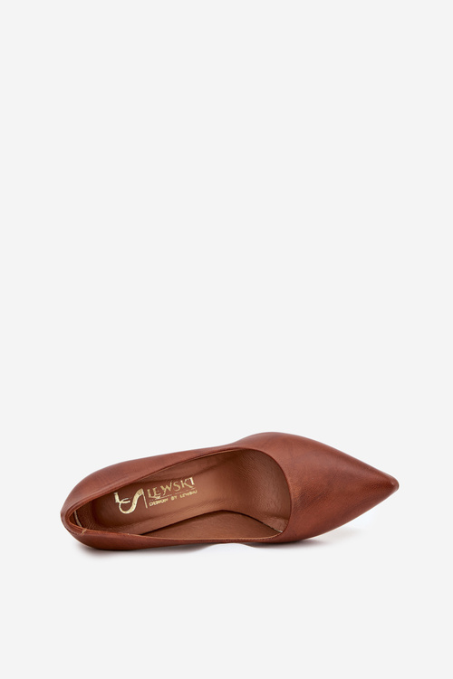 Kožené Lodičky Lewski 3117 Tmavo hnedé