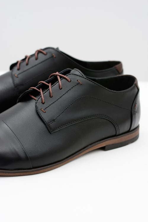 Męskie Skórzane Czarne Półbuty Livio