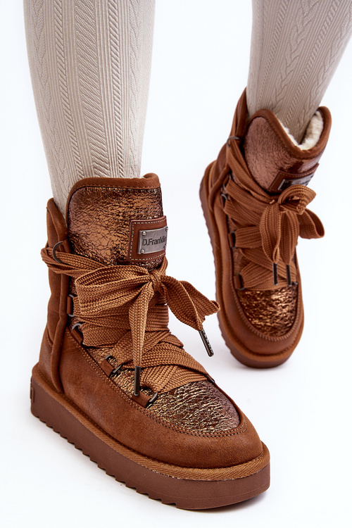 Dámske snehové topánky s viazaním D.Franklin DFSH370006 Brown