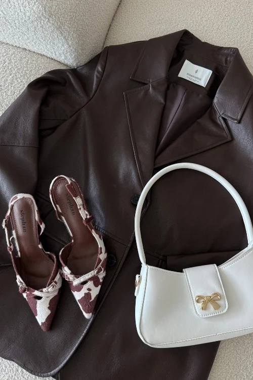 Lodičky S Otevřenou Patou A Pásky Latky Bílá-Hnědá Ravira