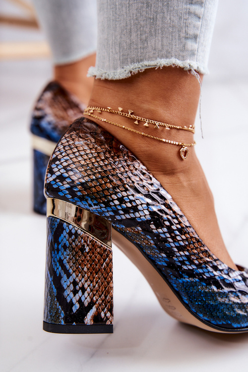 Lewski kožené čerpadlá 3117 hnedo-modrá