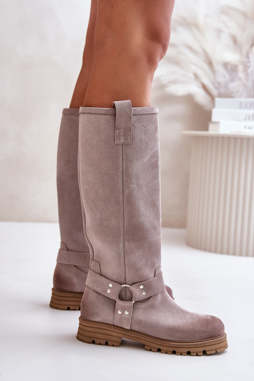 Dámske Semišové Kozačky Až Po Koleno Lewski 3615 Cappuccino