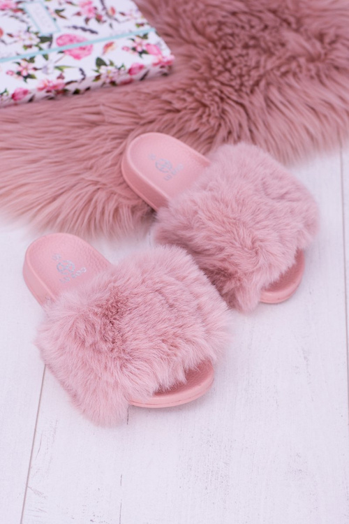 Lu Boo Pink Flip Flops s kožušinou XXL políciou