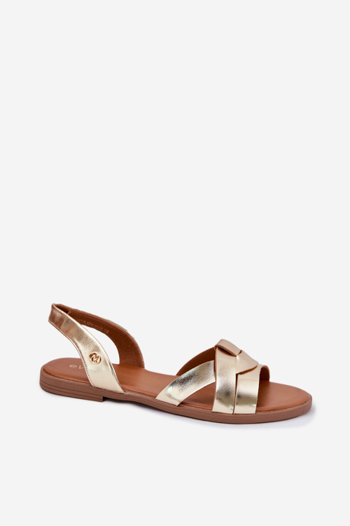 Ploché Dámske Sandále Z Eko Kože Zlaté Illoria