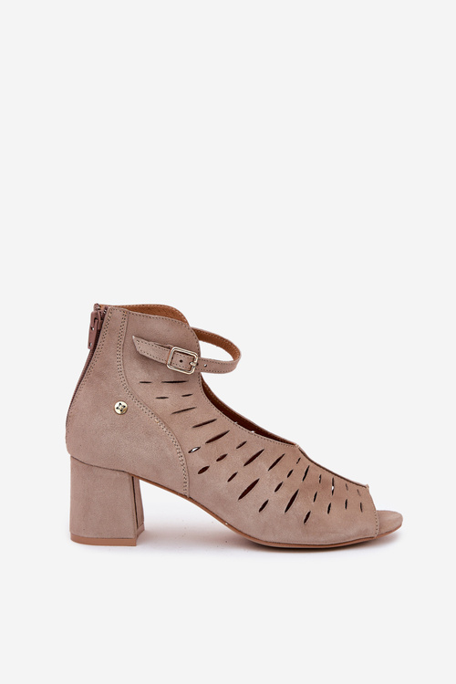 Dámske Semišové Čižmy Na Opätku Maciejka Tmavo Béžové 06893-10