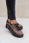 Kožené tenisky na platformě s leopardím vzorem Zazoo 3346 hnědo-černé