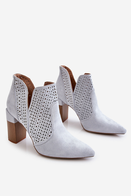 Módne semišové otvorené podpätky Gray Genevi