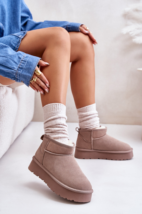 Moderní nízké zimní boty z semiše v khaki Nucca