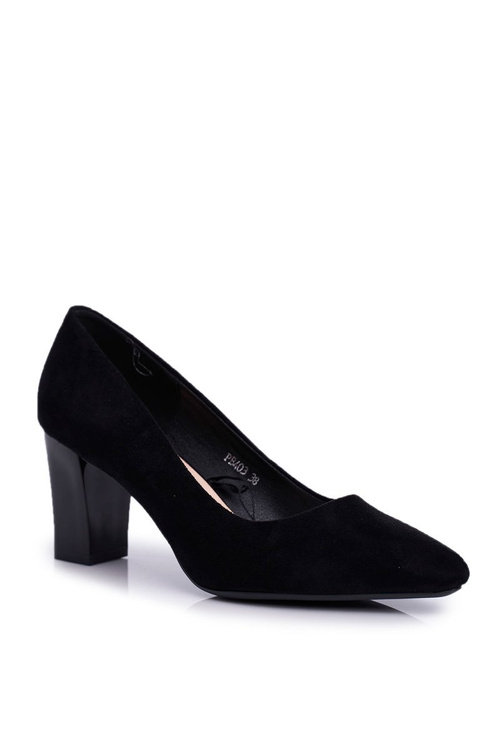 Semišové Lodičky Na Podpatku Sergio Leone PB403 Černé