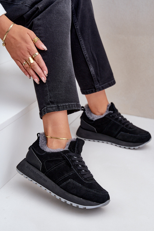 Dámske Tenisky S Kožušinou A Lesklým Prvkom Big Star OO274580 Čierne