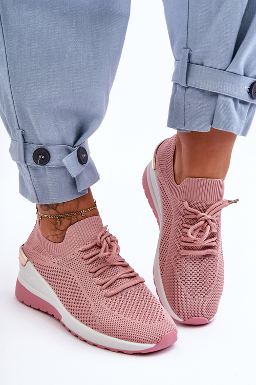 Sportovní Materiálové Nastavitelné Boty Na Koturnu Růžové Visconti