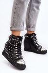 Dámske topánky zdobené zdvihákmi lu boo čierny