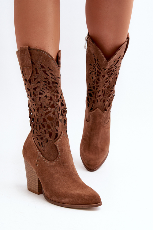 Dámske topánky Openwork na Zazoo 3414 Suede Post Brown