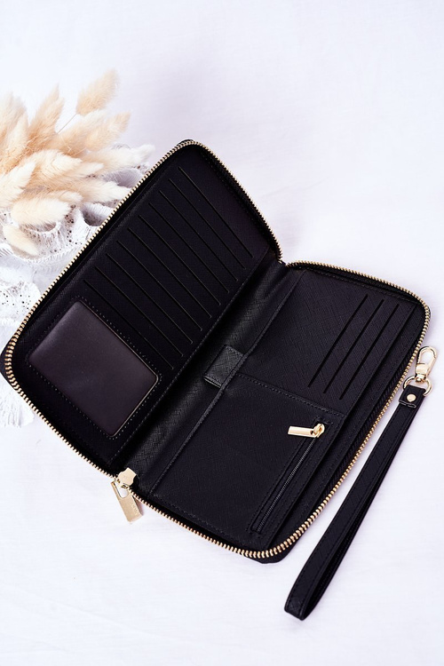 Veľká hviezda HH674004 Čierna kožená peňaženka