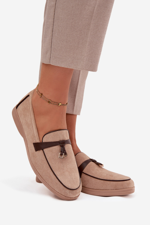 Mokasíny Loafers Ženy Z Eko Semiš Bež Darwen