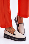 Vkĺzané kožené tenisky na platforme Madeline Beige Platform