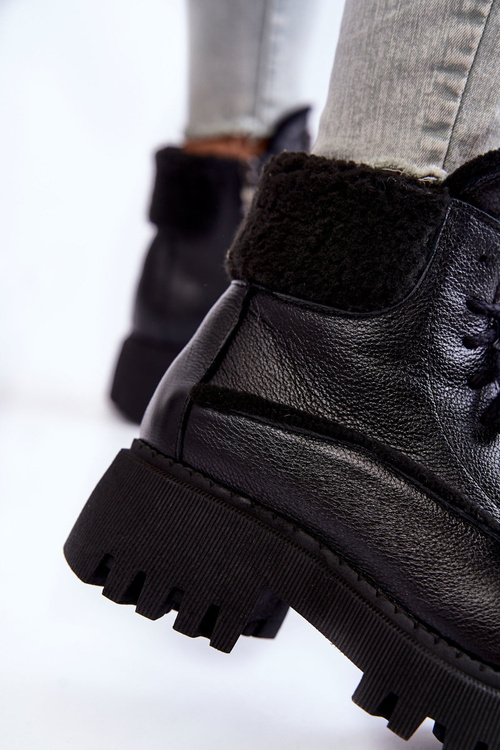 Dámské kožené trapperské boty černé Vergo