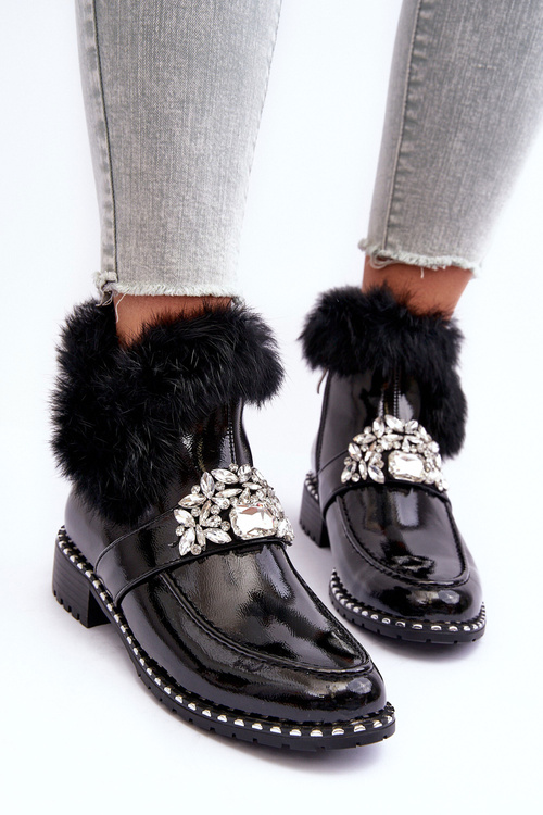 Boty Na Plochém Podpatku A Platformě Sztyblety Černé Linestta