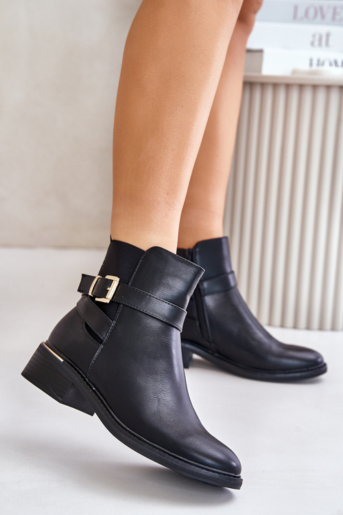 Dámské chelsea boty na nízkém podpatku eko kůže černé Zinlora