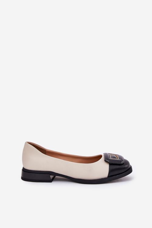 Kožené Baleríny S Dekorací D&A MK51-059 Béžové