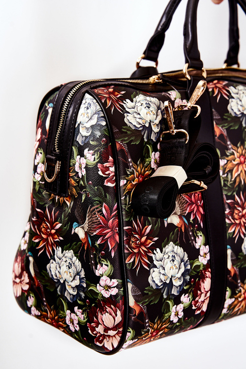 Velká cestovní taška NOBO M3150-CM20 Květiny černé