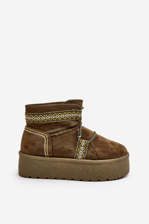 Dámske snehové topánky na hustej podrážke so zelenou viazaním Milson