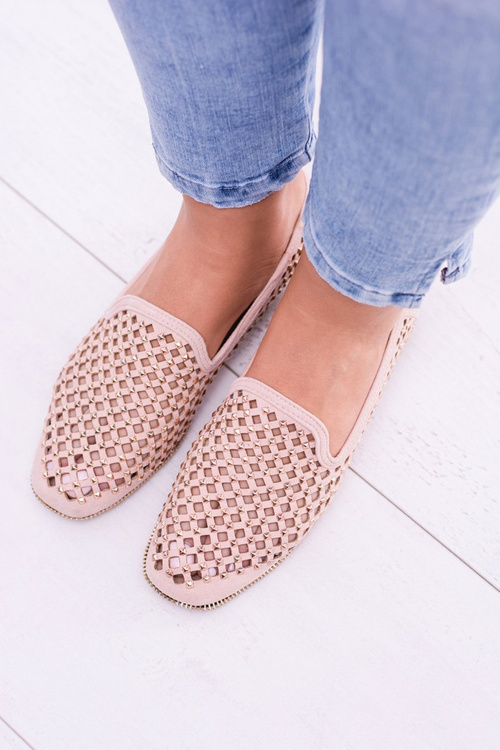 Lu Boo Pink Openwork Balerinas Lords Carmar Studs