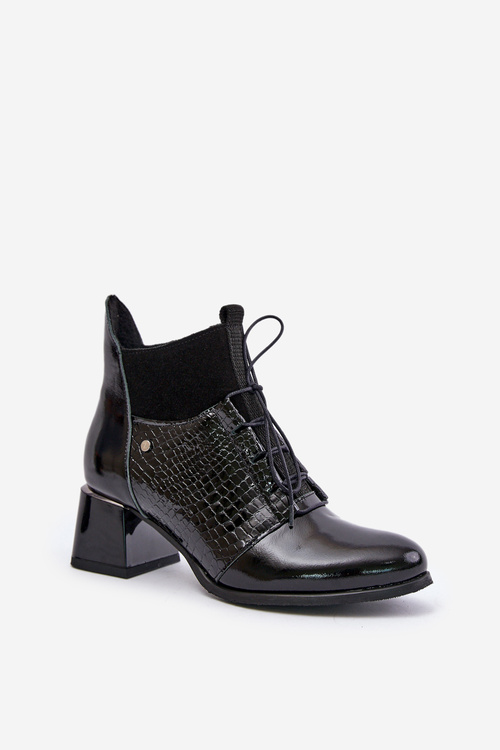 Zazoo 60503 Kožené Čižmy Na Opätku Zateplené Čierne