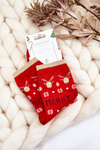 Dámské ponožky s vánočními vzory Merry Christmas červené