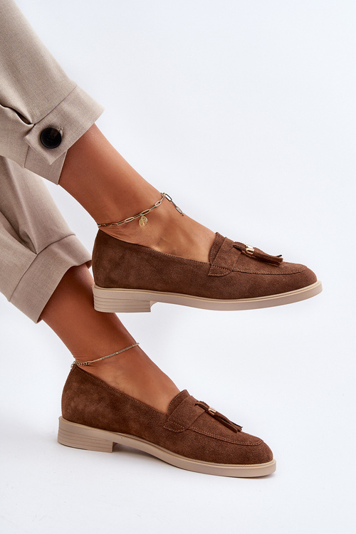 Zazoo 3420 Semišové Dámské Mokasíny na Ploché Podrážce Hnědé