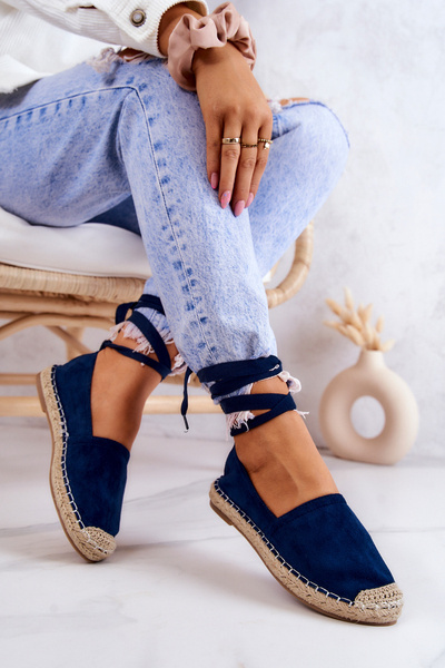 Zviazaný semiš Espadrilles Navy Blue Ismanne