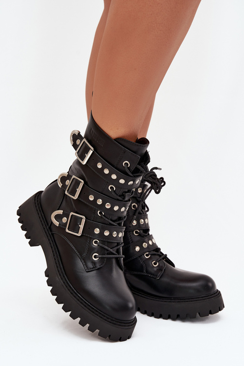 Zateplené Boty Pracovní S Pásky A Sponami Big Star OO274707 Černé